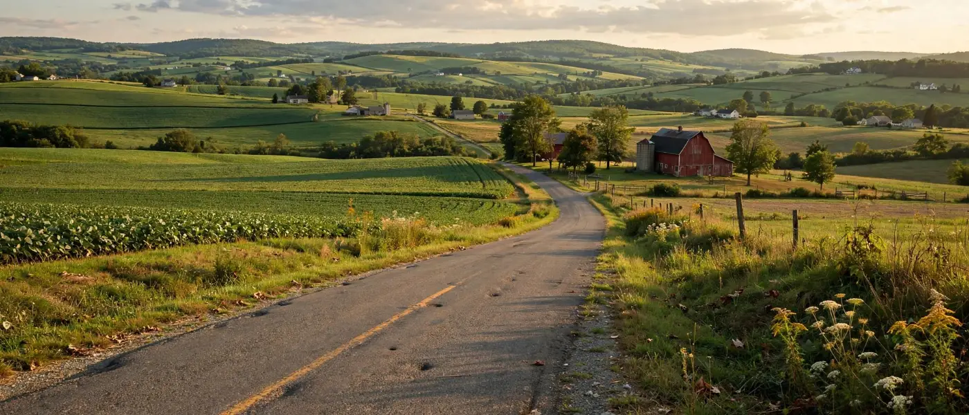 Country road through the Newville, PA service area