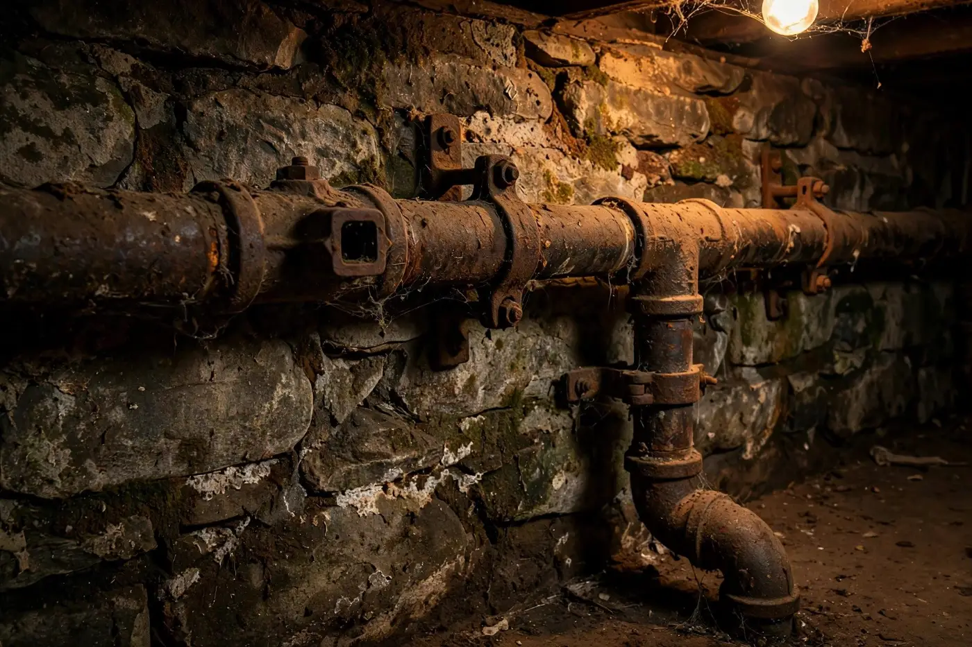 Bathroom drain pipes under a sink in a Newville PA home